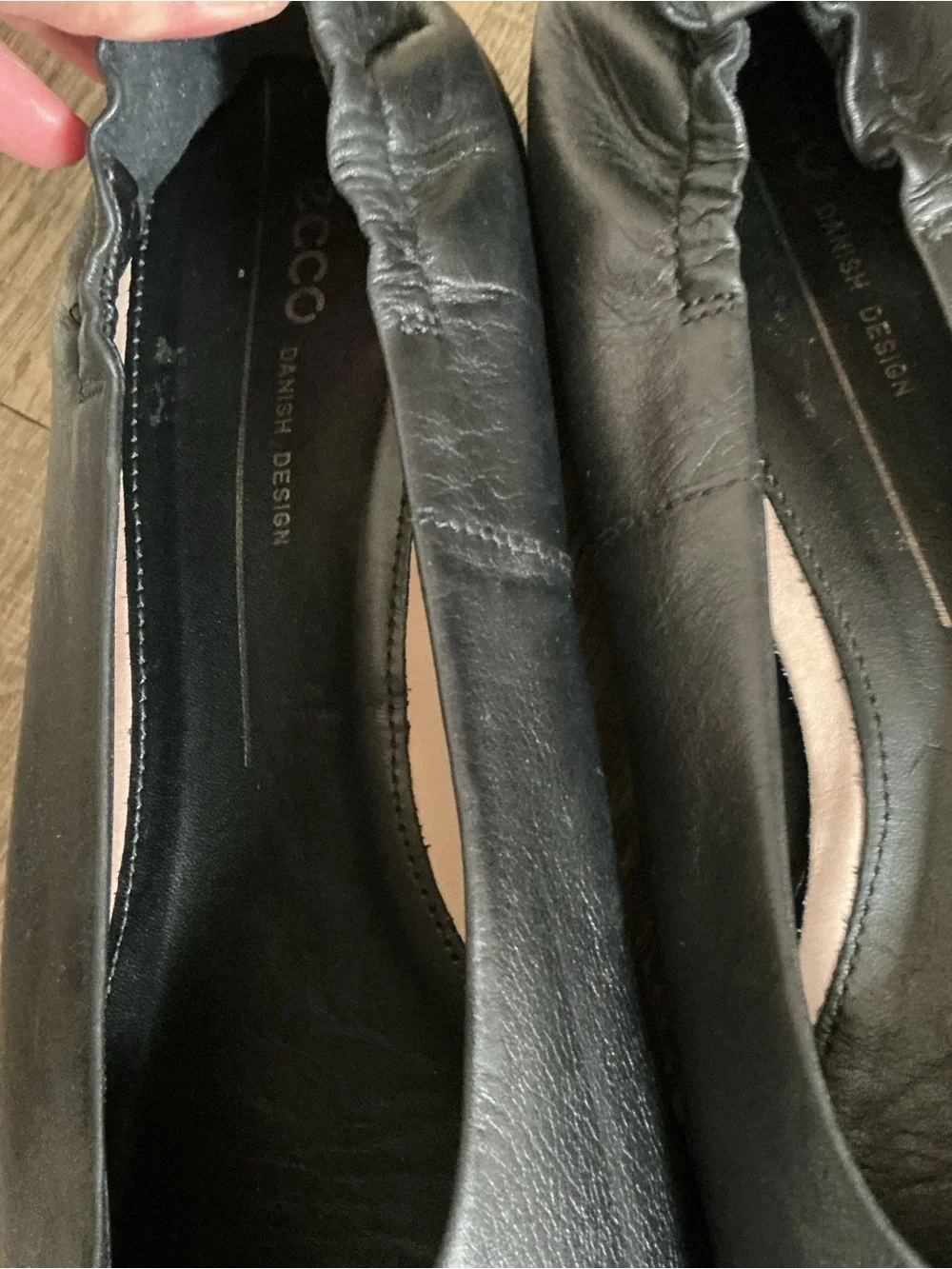 Womens 11 42 Ecco Anine Ballerina Black Leather Comfort Career Ballet Flats Shoe